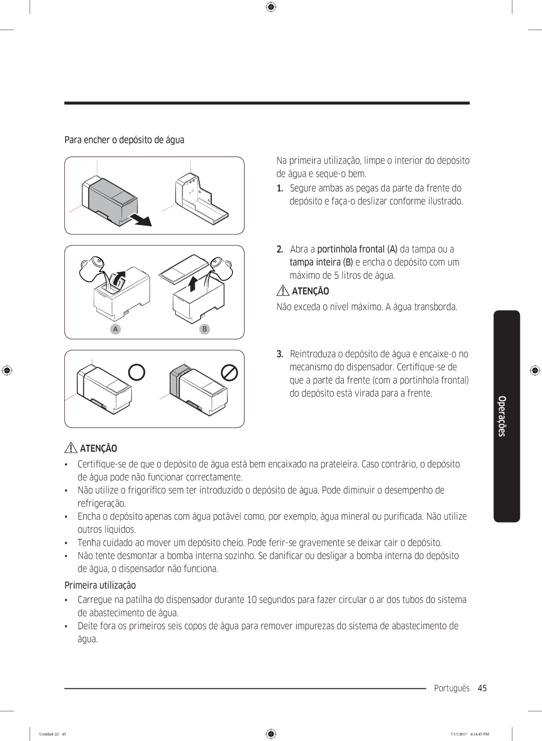 Samsung RSA1ZTMG1/XEO, RSA1ZTMG1/EUR, RH58K6598SL/ES, RSA1ZTMG1/XEF, RH62K6257SL/ES, RH62K6298SL/ES manual Português 45  